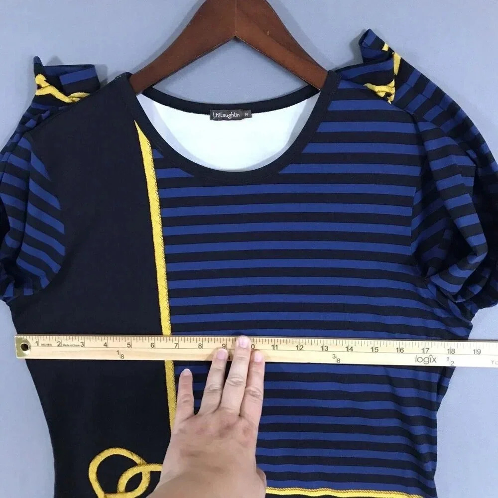 J McLaughlin Signature Tee Catalina Cloth Top Size Medium 3/4 Sleeve Nautical - Picture 9 of 15
